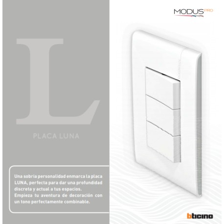 PLACA MODUS PRO BLANCA/LUNA 3V + 3 APAGADORES MODUS PRO BLANCO