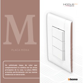 PLACA MODUS PRO BLANCA/MOKA 3V + 3 APAGADORES MODUS PRO BLANCO