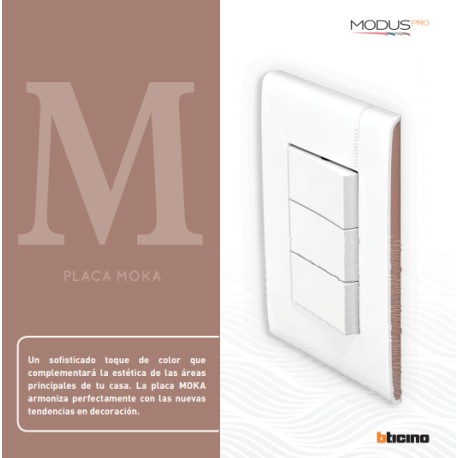 PLACA MODUS PRO BLANCA/MOKA 3V + 3 APAGADORES MODUS PRO BLANCO