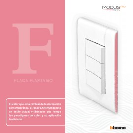 PLACA MODUS PRO BLANCA/FLAMINGO 3V + 3 APAGADORES MODUS PRO BLANCO