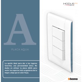 PLACA MODUS PRO BLANCA/AQUA 3V + 3 APAGADORES MODUS PRO BLANCO